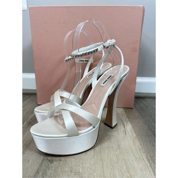 Miu Miu Block Heel Platform Sandals Size 39 (9) $1220 - Picture 6 of 16